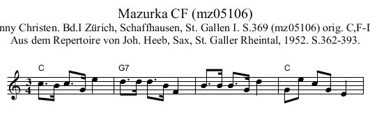 Mazurka CF (mz05106) - staff notation
