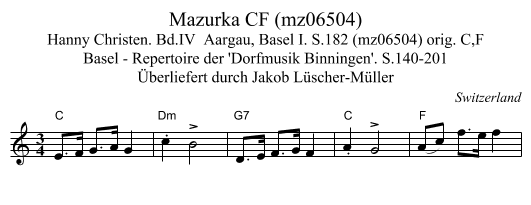 Mazurka CF (mz06504) - staff notation