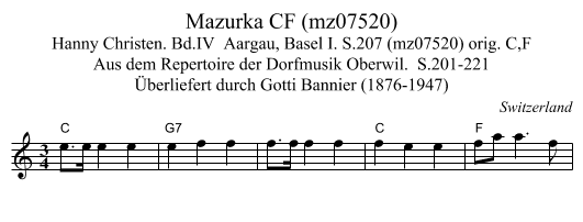 Mazurka CF (mz07520) - staff notation