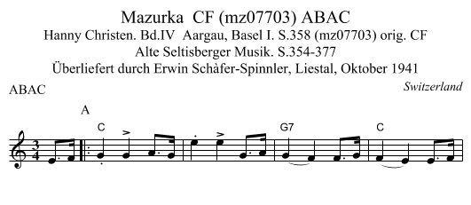 Mazurka  CF (mz07703) ABAC - staff notation
