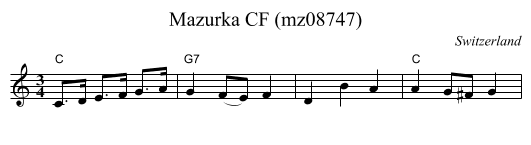 Mazurka CF (mz08747) - staff notation