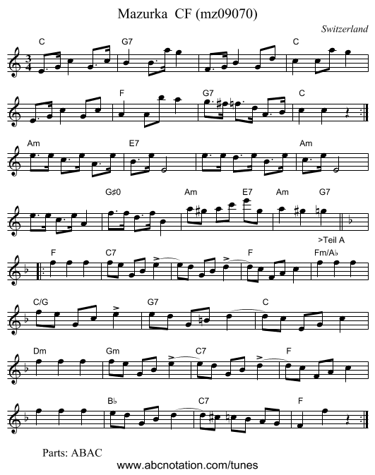 Mazurka  CF (mz09070) - staff notation