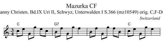 Mazurka CF - staff notation