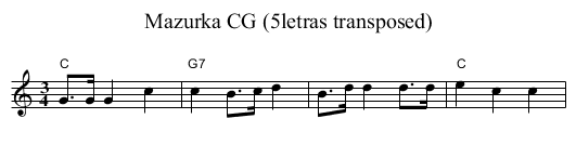 Mazurka CG (5letras transposed) - staff notation