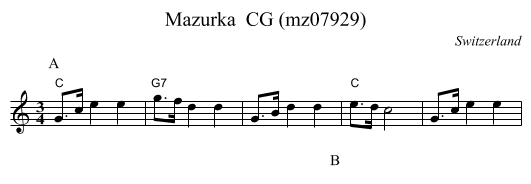 Mazurka  CG (mz07929) - staff notation