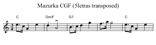Mazurka CGF (5letras transposed) - staff notation