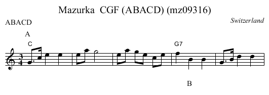 Mazurka  CGF (ABACD) (mz09316) - staff notation