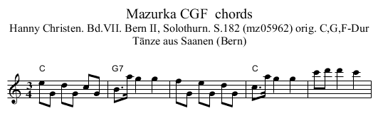 Mazurka CGF  chords - staff notation