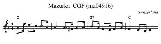 Mazurka  CGF (mz04916) - staff notation