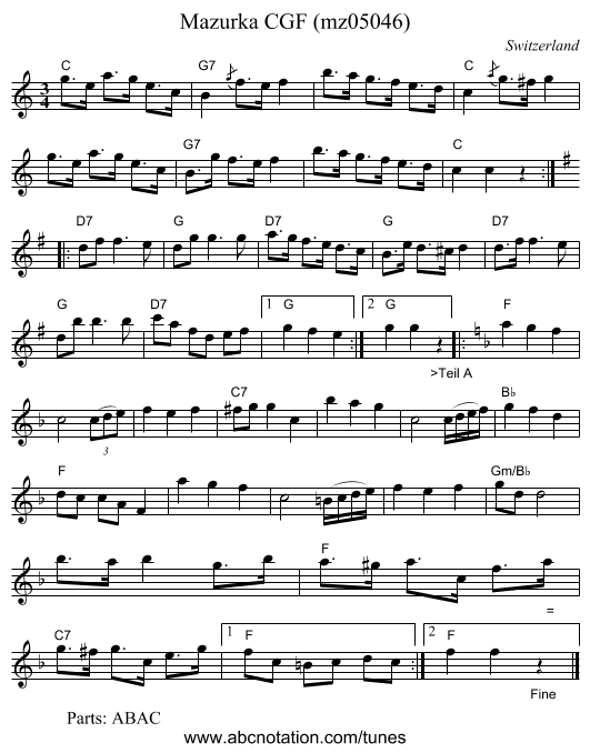Mazurka CGF (mz05046) - staff notation