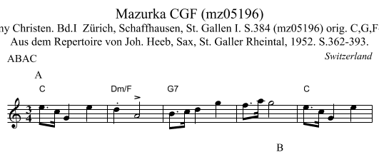 Mazurka CGF (mz05196) - staff notation