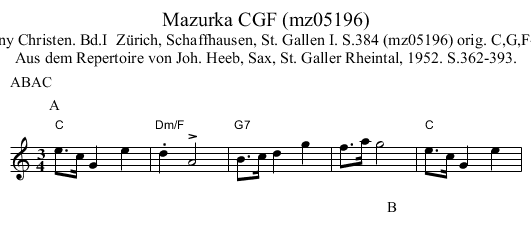 Mazurka CGF (mz05196) - staff notation