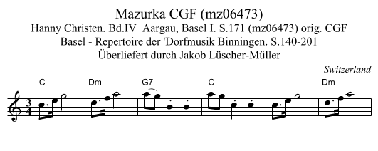 Mazurka CGF (mz06473) - staff notation