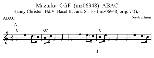 Mazurka  CGF  (mz06948)  ABAC - staff notation