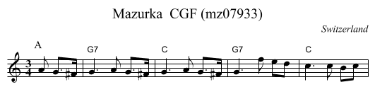Mazurka  CGF (mz07933) - staff notation