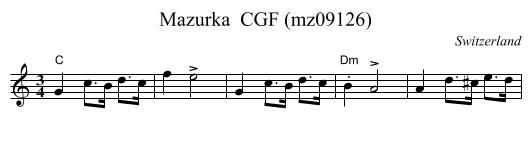 Mazurka  CGF (mz09126) - staff notation
