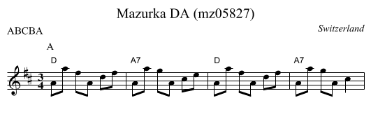 Mazurka DA (mz05827) - staff notation