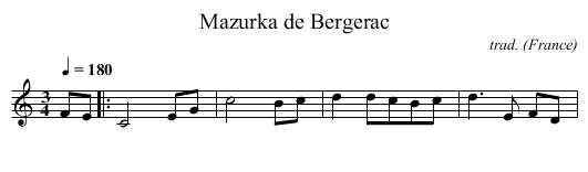 Mazurka de Bergerac - staff notation