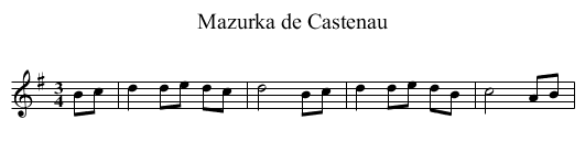 Mazurka de Castenau - staff notation
