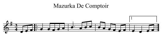 Mazurka De Comptoir - staff notation