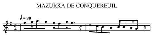 MAZURKA DE CONQUEREUIL - staff notation