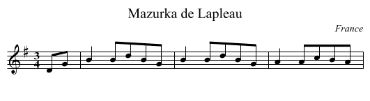Mazurka de Lapleau - staff notation