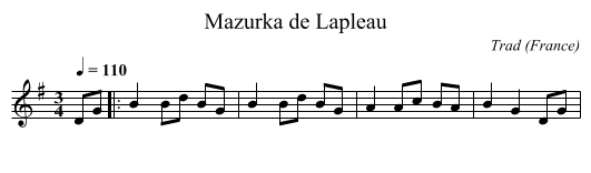 Mazurka de Lapleau - staff notation
