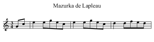 Mazurka de Lapleau - staff notation