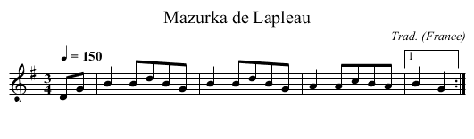 Mazurka de Lapleau - staff notation