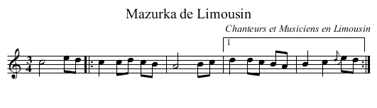 Mazurka de Limousin - staff notation