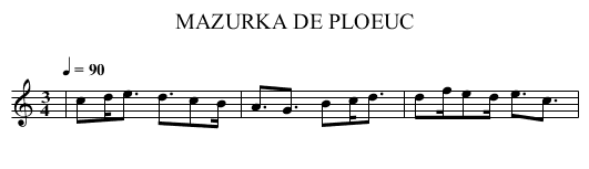MAZURKA DE PLOEUC - staff notation