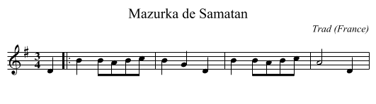 Mazurka de Samatan - staff notation