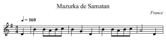 Mazurka de Samatan - staff notation