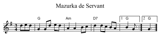 Mazurka de Servant - staff notation