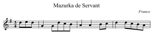 Mazurka de Servant - staff notation