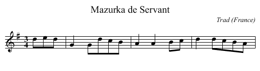Mazurka de Servant - staff notation