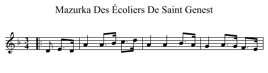 Mazurka Des Écoliers De Saint Genest - staff notation