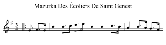 Mazurka Des Écoliers De Saint Genest - staff notation