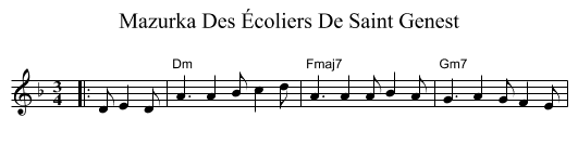 Mazurka Des Écoliers De Saint Genest - staff notation