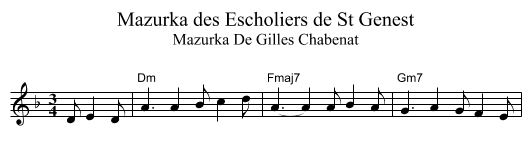 Mazurka des Escholiers de St Genest - staff notation