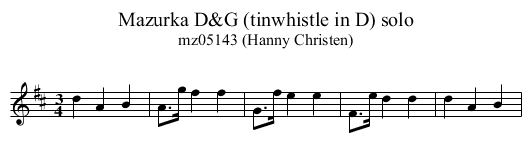 Mazurka D&G (tinwhistle in D) solo - staff notation