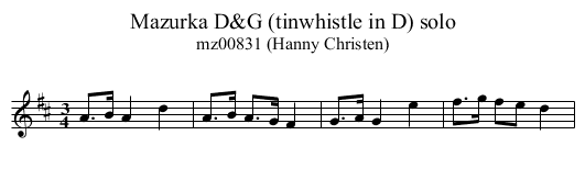 Mazurka D&G (tinwhistle in D) solo - staff notation
