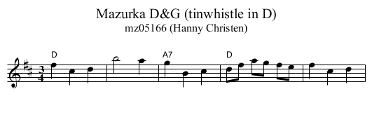 Mazurka D&G (tinwhistle in D) - staff notation