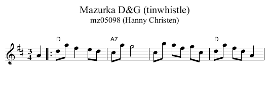 Mazurka D&G (tinwhistle) - staff notation