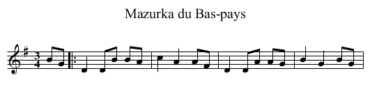 Mazurka du Bas-pays - staff notation
