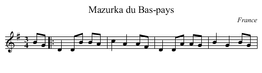 Mazurka du Bas-pays - staff notation