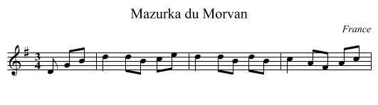 Mazurka du Morvan - staff notation