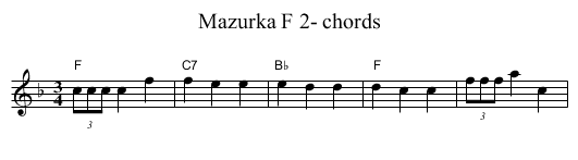 Mazurka F 2- chords - staff notation