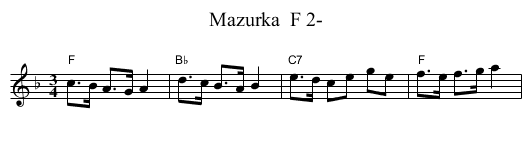 Mazurka  F 2- - staff notation