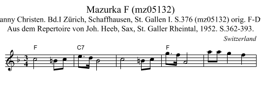 Mazurka F (mz05132) - staff notation